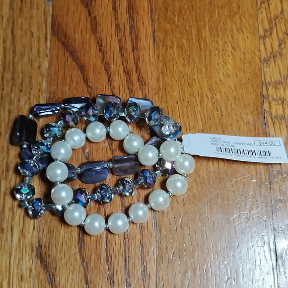 Charming Charlie Bracelet with 3 Strands of Contrasting Beads BRAND NEW - Picture 5 of 10